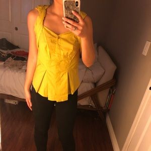 Anthropologie Mustard yellow blouse top